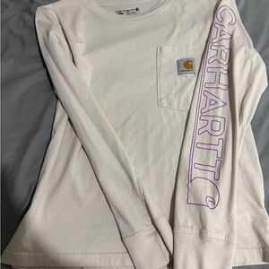 Carhartt Cream Long Sleeve with Purple Sleeve Logo